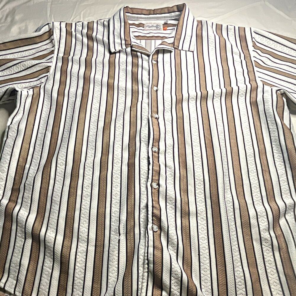 Huntington BC Men's 2XL Striped Short Sleeve Button Collared Polo (98)